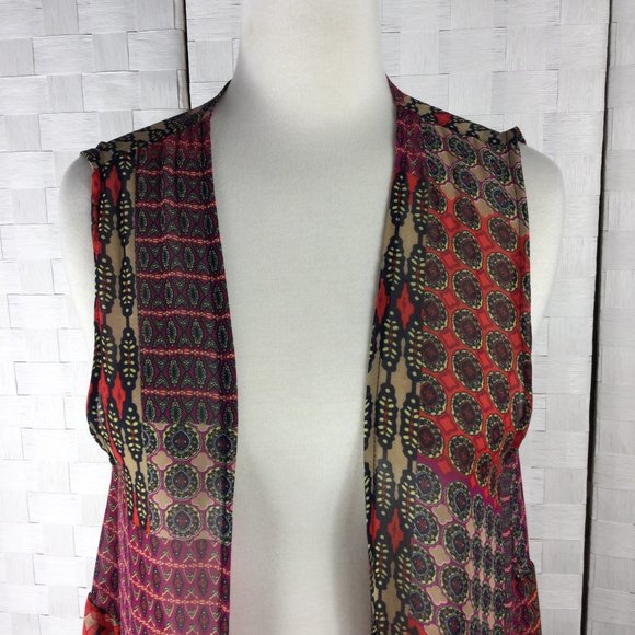 Sans Souci Boho Print Sheer Duster, Size Small - Picture 6 of 9